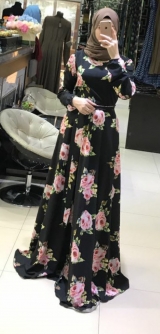 Платье креп Розы черное